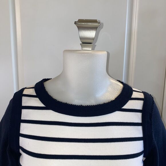 Armor Lux Size 1 Stripe Cotton Knit Crewneck Pullover Sweater Navy Blue White‎ - Picture 2 of 13